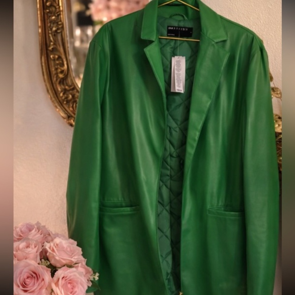 ASOS Green Faux Leather Blazer — Statement Jacket | Bottega-Inspired | Tailored
